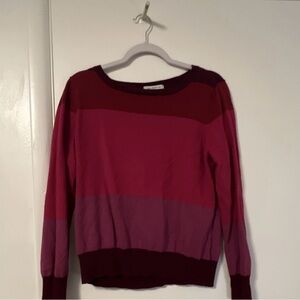 Liz Claiborne Striped Crewneck Sweater in Berry and Plum
